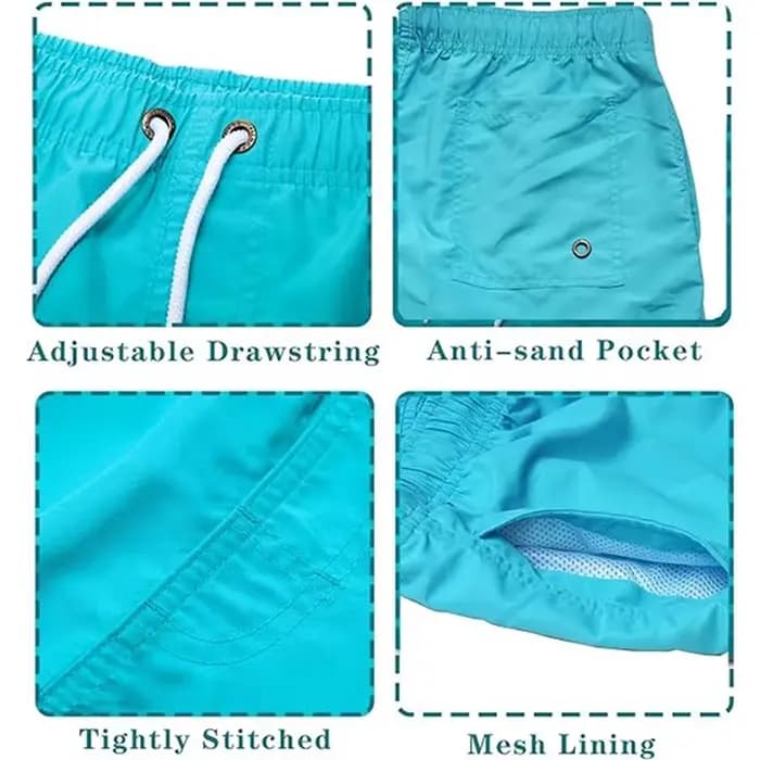 Maillot de bain pour hommes avec doublure en maille poches latérales short de plage solide séchage rapide léger cordon