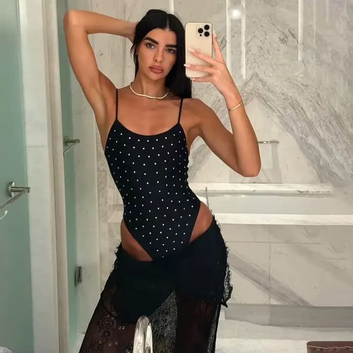 Diamant une pièce maillot de bain avec dentelle pantalon Sexy Bikini femmes maillots