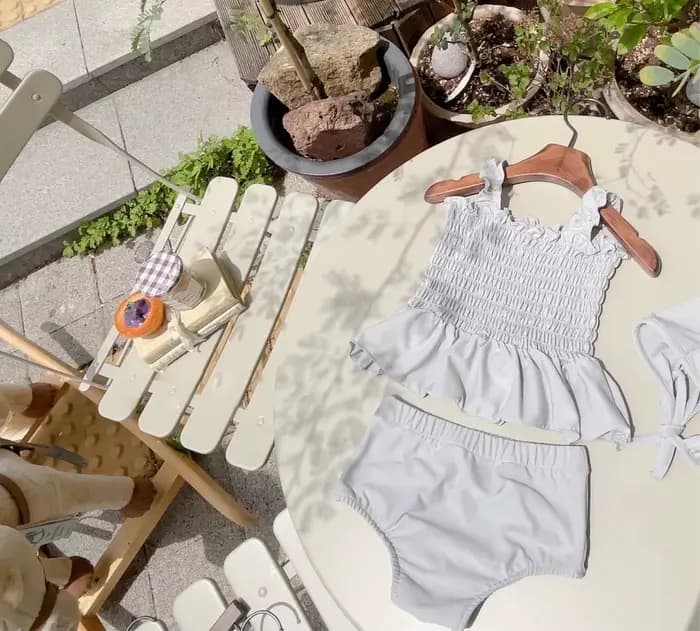 Maillot de bain 3 pièces pour filles, haut + short + chapeau, style coréen, tendance, collection été 6797