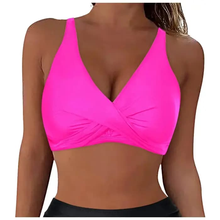 Couverture complète sport haut de bikini maillot de bain pour femme froncé soutien-gorge