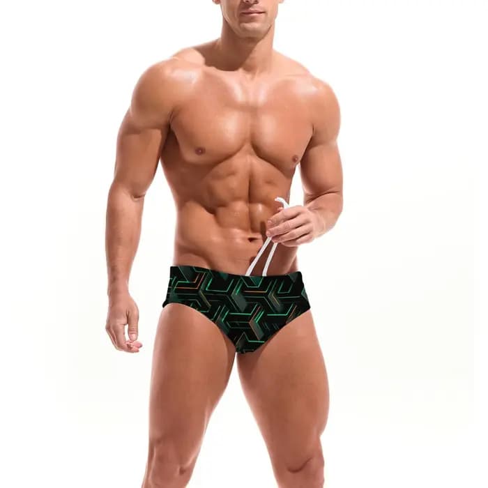Maillot de bain géométrique pour hommes, à séchage rapide, respirant, antidérapant, maillot de bain triangulaire, pour sports aquatiques, surf, fitness, maillot de bain original