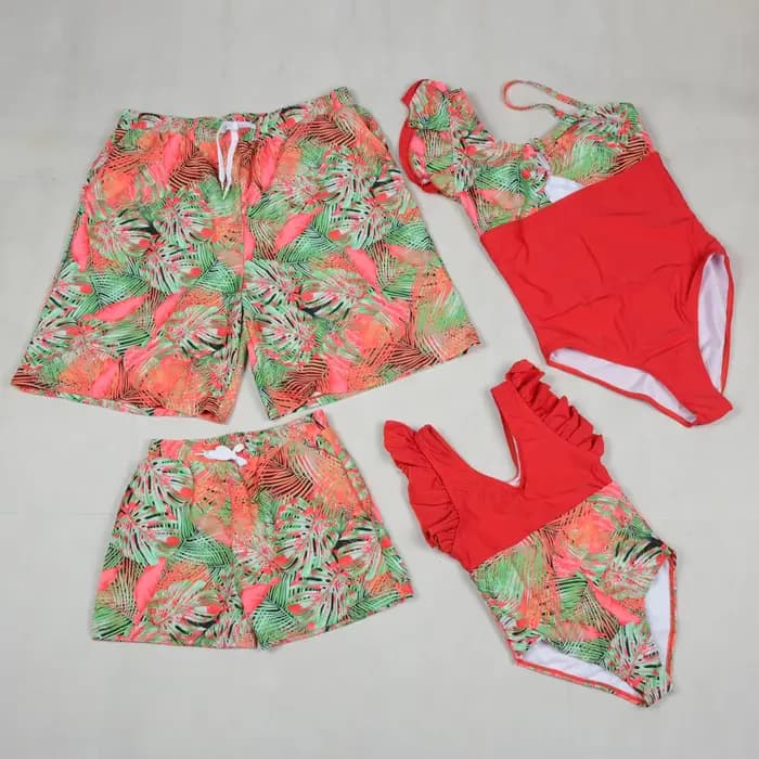 Famille correspondant maillot de bain tenues mère et fille maillots de bain séchage rapide piscine fête maillot de bain père et fils pantalons de plage