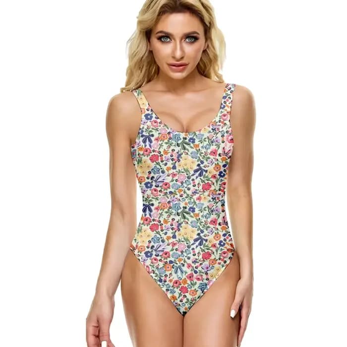 ​ Maillot de bain une pièce en fleurs de cerisier, motif Floral, décontracté, contrôle du ventre, plage, grand-mère côtière, Sexy, tendance, vêtements de natation pour femmes