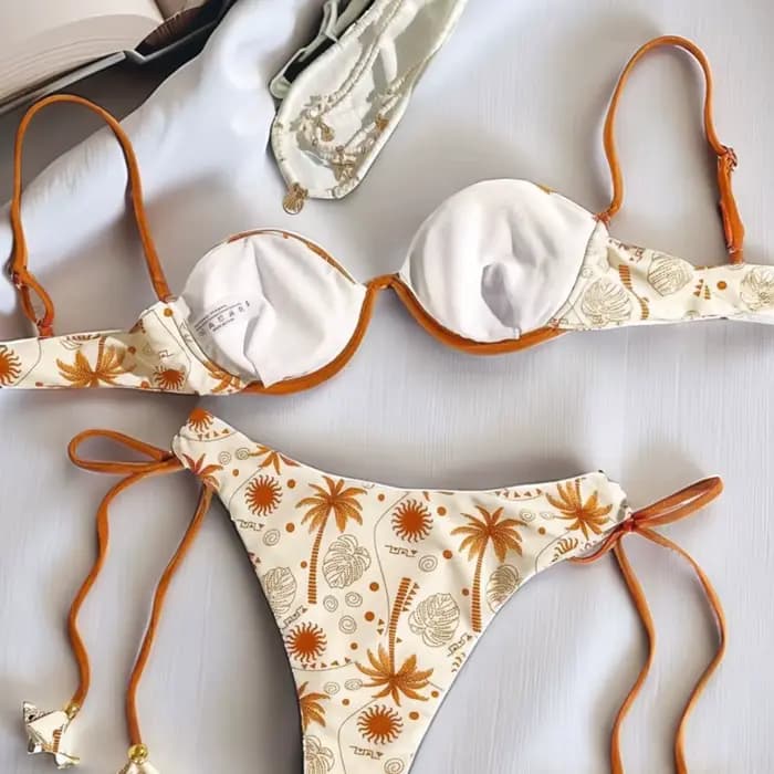 Maillot de bain imprimé à bretelles push-up