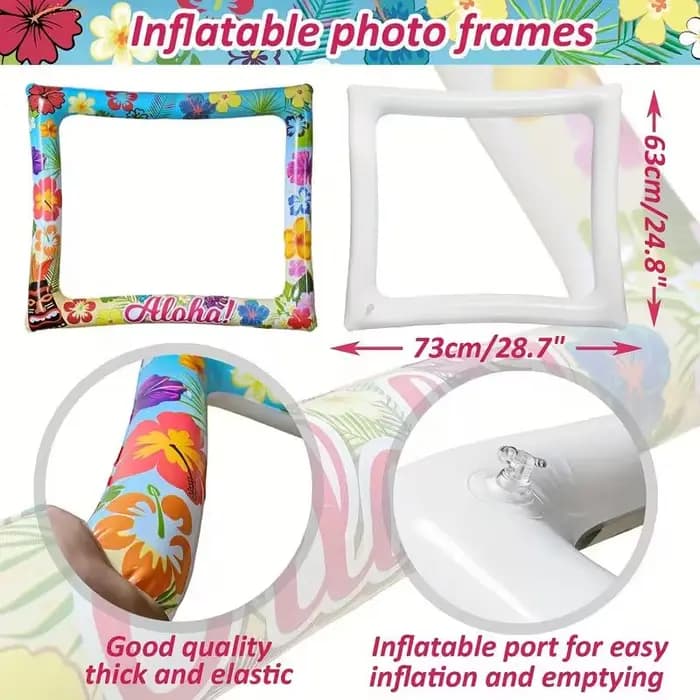 Cadre de photomaton gonflable Aloha hawaïen, décoration de fête tropicale d'été pour plage et piscine, accessoires photo de mariage