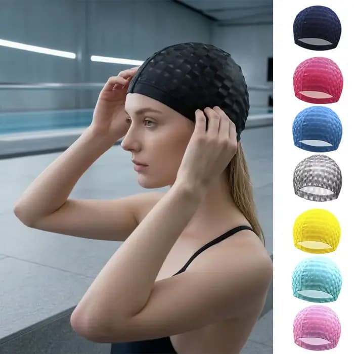 Bonnet de bain pour adultes à cheveux longs, résistant à l'eau, antidérapant, pour hommes et femmes, adapté aux cheveux courts, pour la piscine