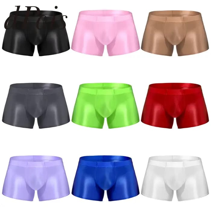 Maillots de bain pour hommes taille basse brillant troncs couleur unie boxeurs Shorts Homme bas de bain caleçon mâle slip de natation sous-vêtements