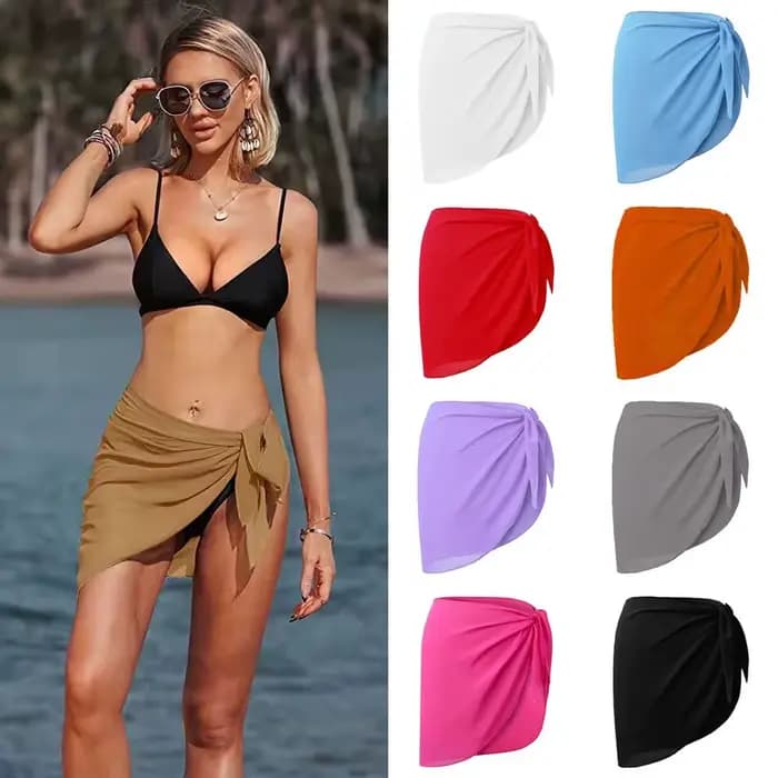 Jupe courte Sarongs courtes en mousseline de soie pour maillot de bain