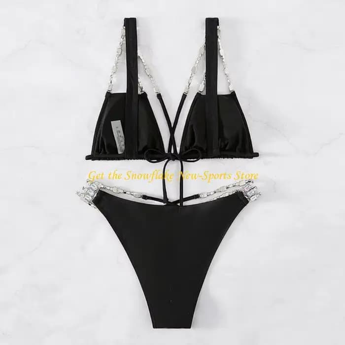 E56D femmes Sexy licou String Bikinis ensembles à bretelles maillots bain coupe haute