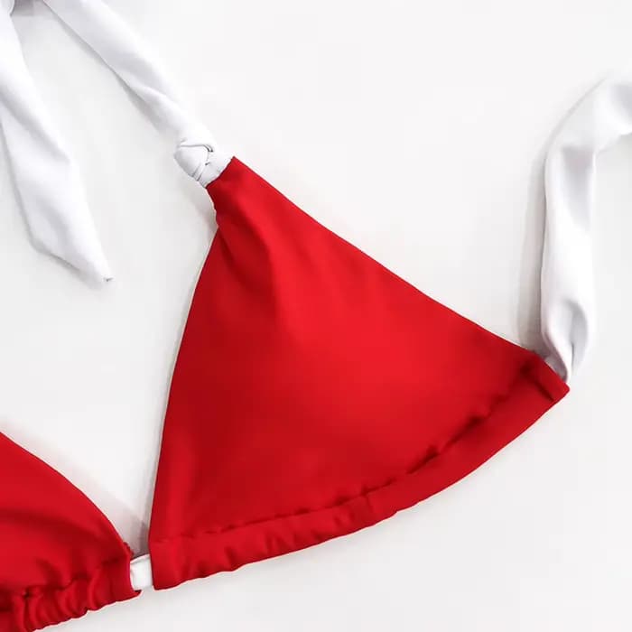 Maillot de bain rouge avec bandeau blanc