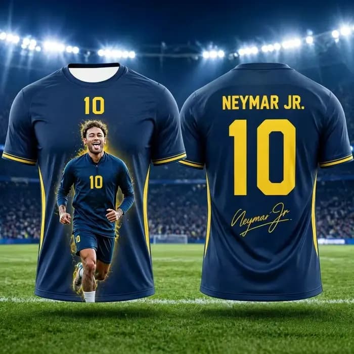 2026 Neymar Jr # 10 Maillots de football du Brésil jaune-vert à manches courtes pour fans, streetwear, assortis pour la famille