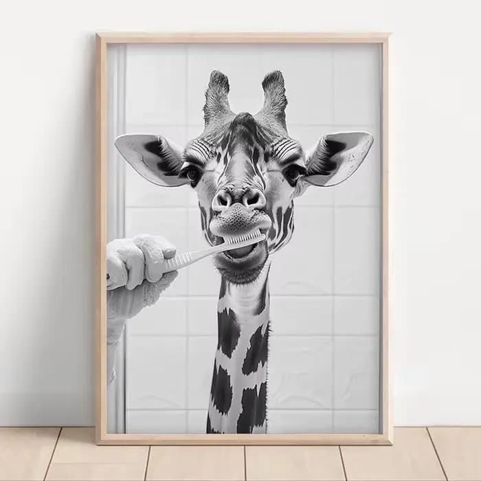 Affiche de salle de bains amusante en noir et blanc, peinture sur toile d'animal de Style Vintage, tableau d'art mural imprimé pour la décoration de la maison