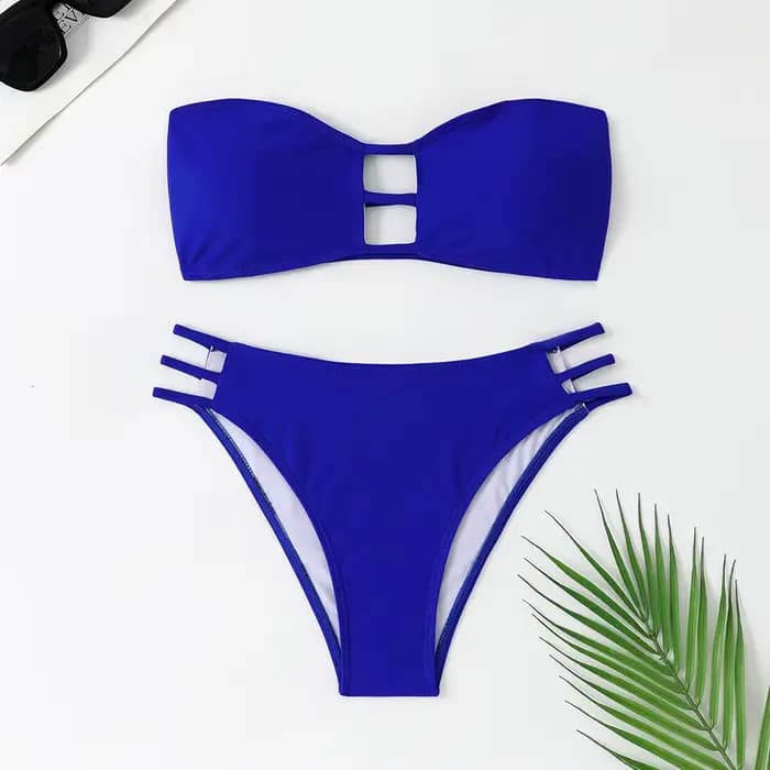 Été Bandeau Bikini 2025 femmes Sexy évider dos nu pansement taille haute maillot de bain brésilien maillot de bain deux pièces maillots de bain