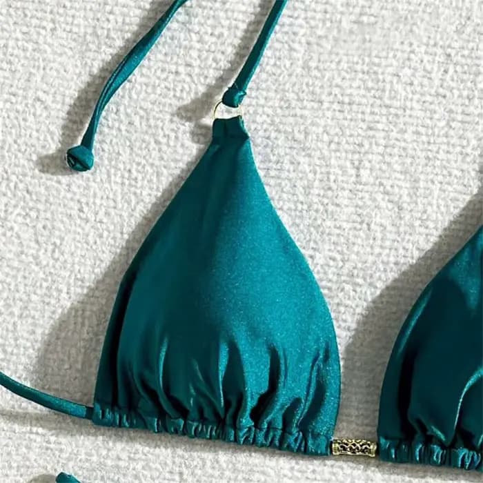 Maillots de bain unis licou String Triangle Bikinis ensembles Micro