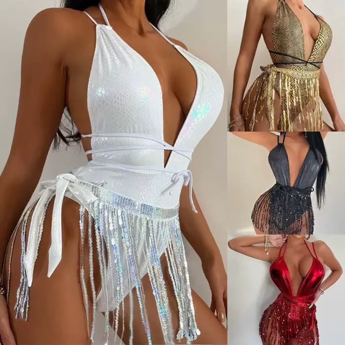 Bling Sexy Bikini femmes une pièce maillot de bain féminin Monokini maillots