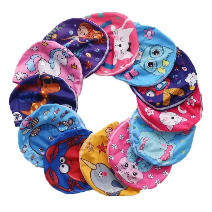 Bonnet de natation en tissu élastique pour enfants, chapeau de protection des oreilles, casquettes de natation, sports aquatiques, garçons et filles