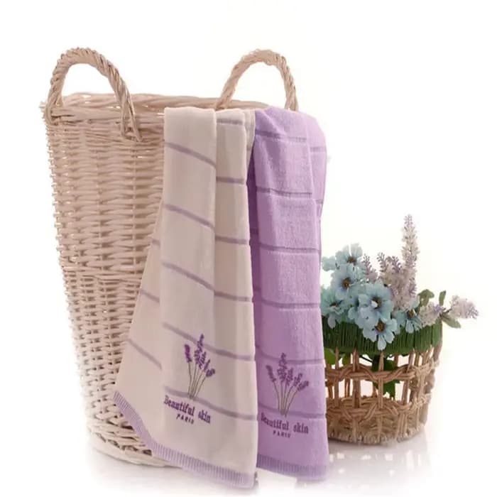 Serviette de bain brodée en pur coton de haute qualité, serviette/serviette pour le visage parfumée à la la lavande, douce, à séchage rapide et très absorbante