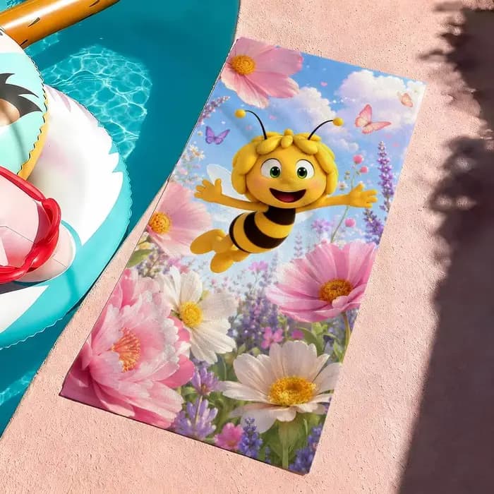 Serviette de plage Cartoon M-Maya the Bee, serviette de bain absorbante à séchage rapide pour la natation, la gym, le camping, les activités de plein air