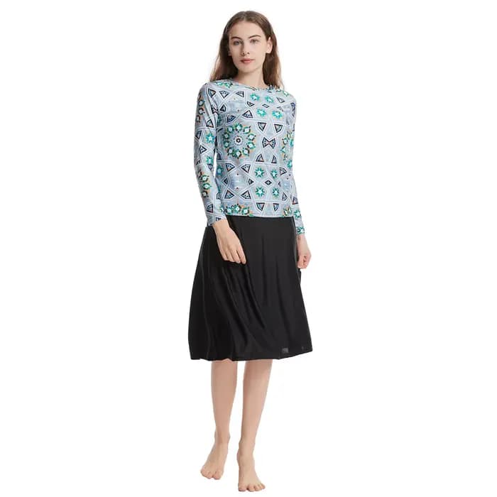 Maillot de bain islamique élégant pour femmes, body à manches longues + jupe + chapeau, 3 pièces, vêtements de plage musulmans et Sexy pour filles, s-xxxl