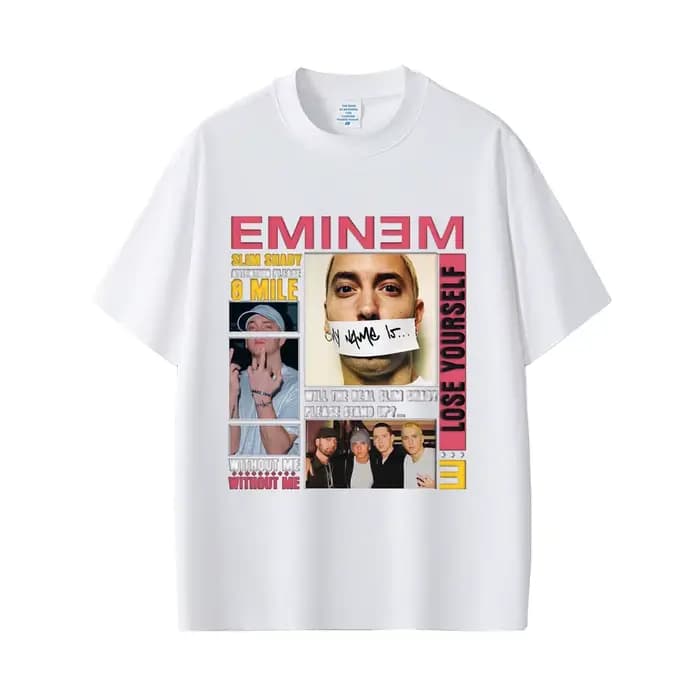 Rappeur Eminem Slim Shady Pop musique T-shirt vêtements pour hommes Vintage Streetwear hommes femmes Hip Hop mode manches courtes hauts T-shirt