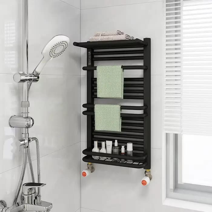 Radiateur chauffe-serviettes à chauffage rapide OEM, étagère de rangement, radiateur de salle de bains, porte-serviettes noir et blanc en acier pour hôpitaux