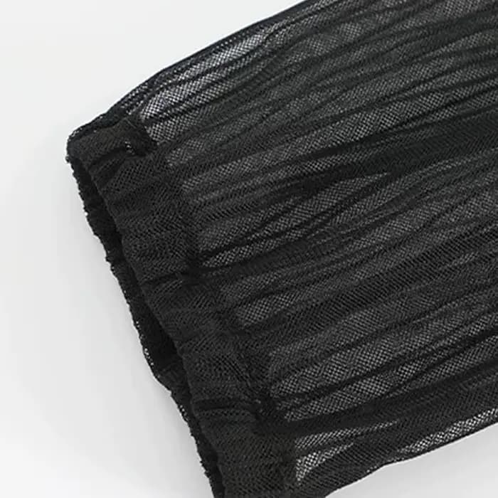 Maillot de bain transparent à manches longues et jupe, col en V, dos nu, à lacets, coupe ajustée, style plage