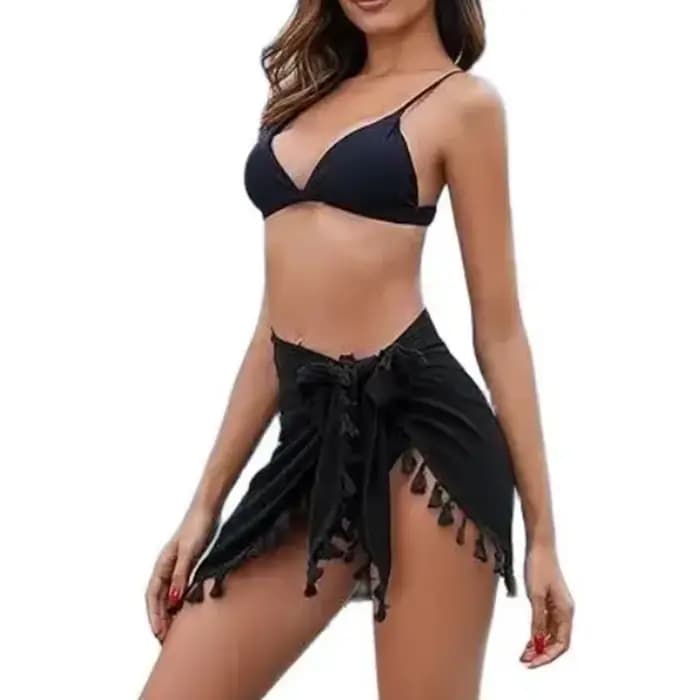 Femmes Sarong Coverups Sexy court maillot de bain en mousseline de soie jupe portefeuille plage