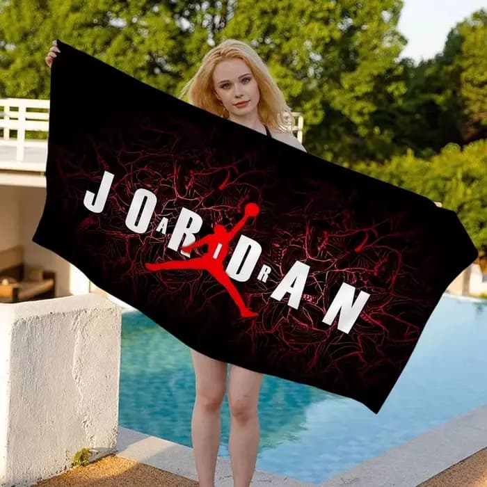 Serviette de plage Jordan Basketball Logo en tissu à séchage rapide avec impression 2D sur une face