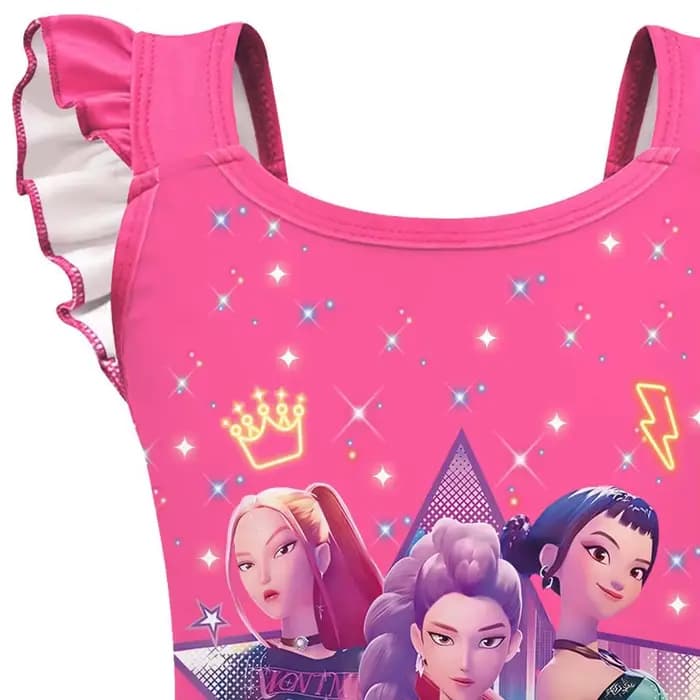 Maillot de bain Kpop pour filles, maillots de bain une pièce K-pop, ensemble de maillots de bain pour petites filles