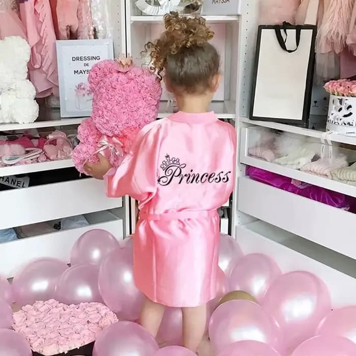Peignoir de printemps pour filles de 2 à 7 ans, couleur rose, manches longues, tissu lisse, imprimé princesse, vêtements à la mode, nouvelle collection 2021