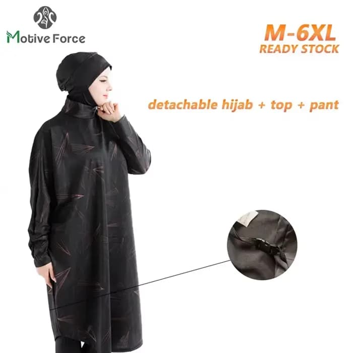 Abaya-Burkini Musulman à Manches sulfpour Femme, Grande Taille, Modeste, Hijab