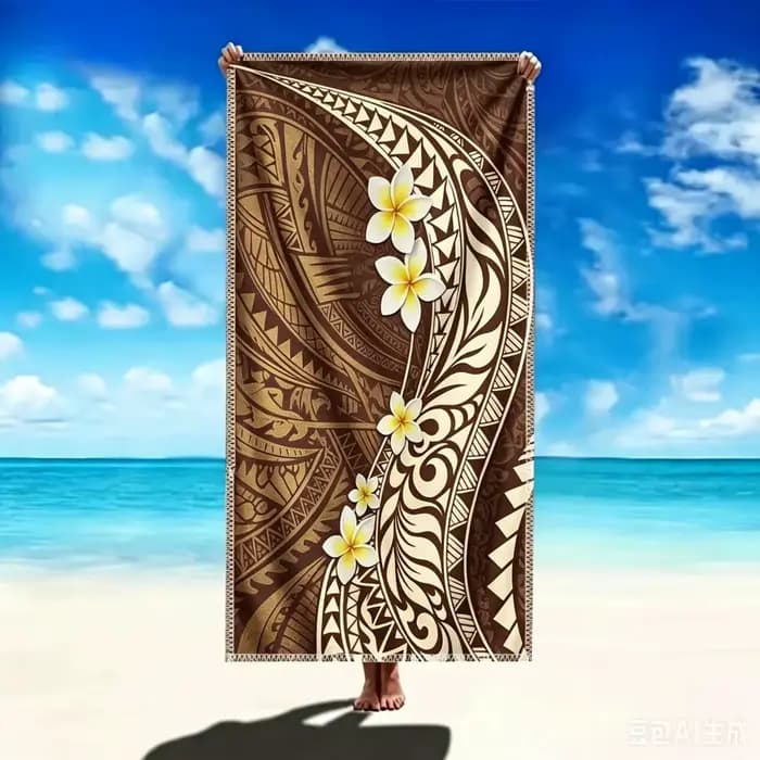 Grande serviette de bain tropicale en frangipanier
