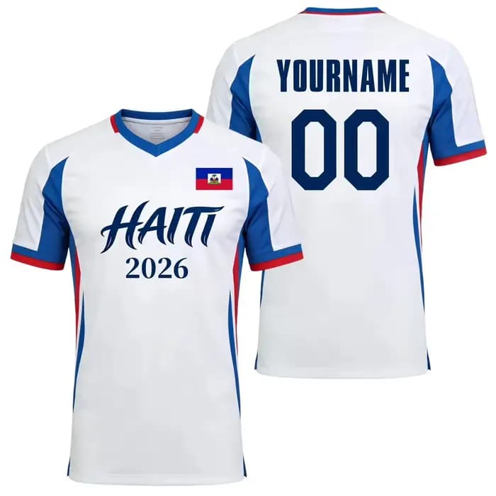 Maillot de football personnalisé Haïti 2026 – Créez votre propre maillot de foot haïtien avec nom et numéro – T-shirts de sport à manches courtes, séchage rapide, coupe ample