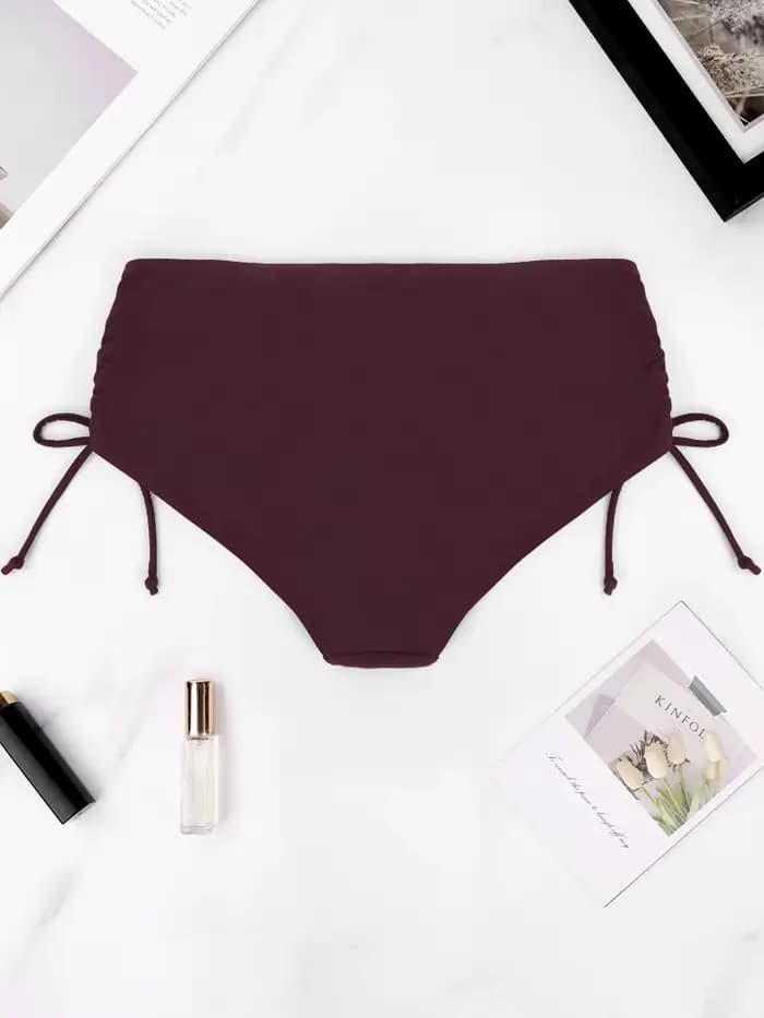 Maillot de bain tanga taille haute pour femmes, bas de Bikini, plage d'été, couleur unie, cordon latéral