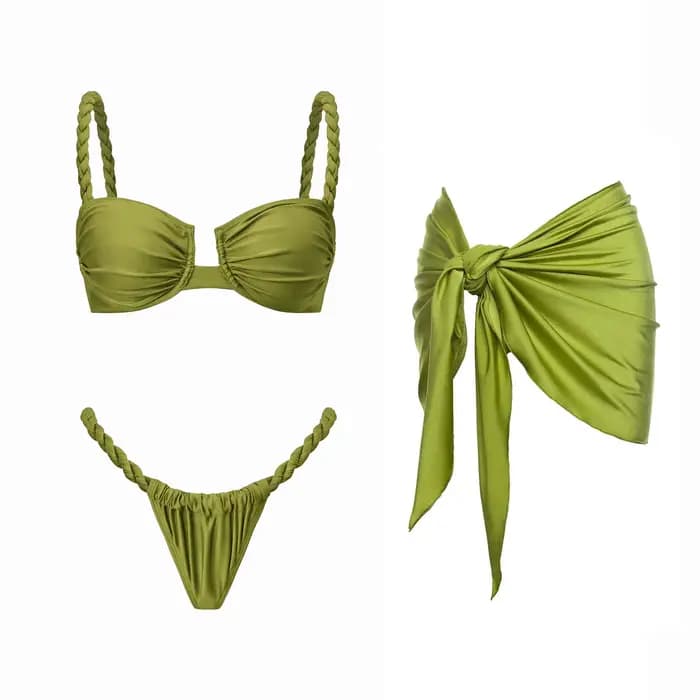 Maillot de bain bikini sexy tressé avec jupe