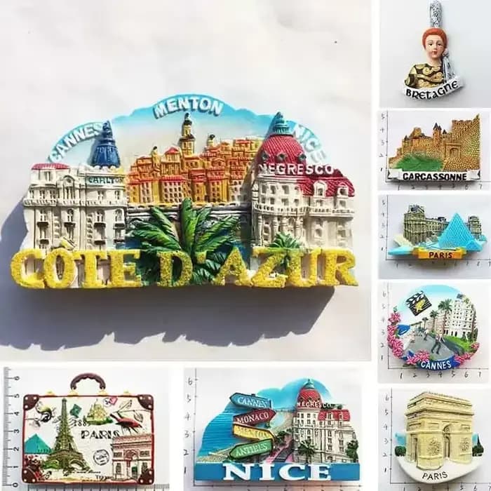 Aimant souvenir pour réfrigérateur, France, Paris, Carcassonne, Cannes, Imanes Para Riviera Arch of Triumph Nice, autocollants magnétiques, décoration d'intérieur