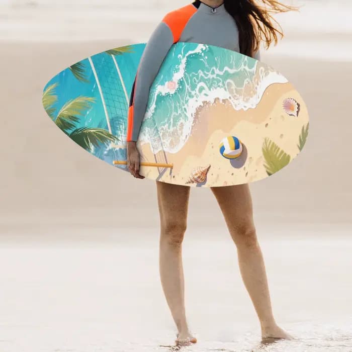 Planche de surf de plage de 35 pouces, planche de sable de plage, corps en bois avec revêtement brillant pour Sports aquatiques en plein air, surf