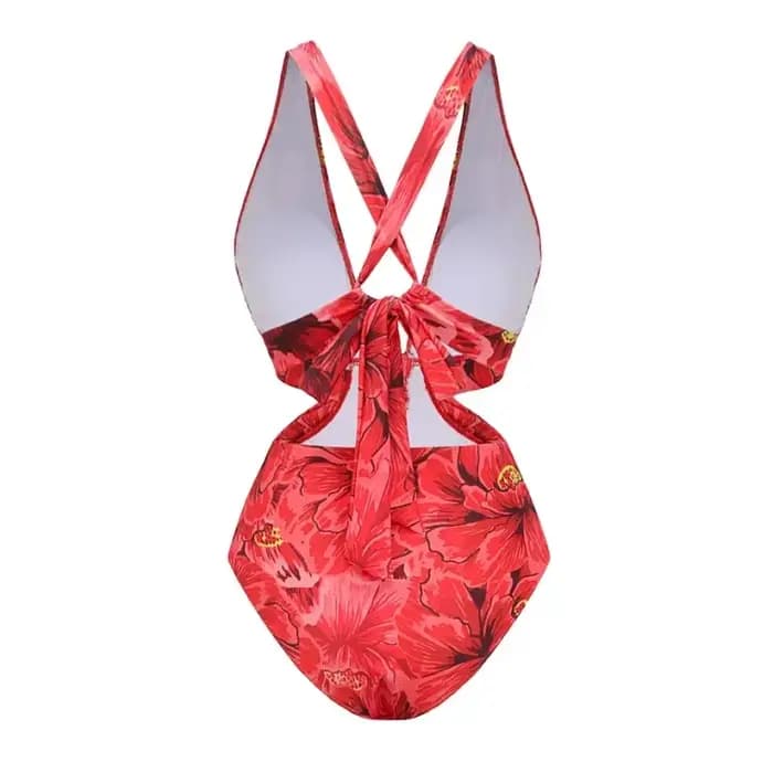 Ensemble de maillot de bain deux pièces imprimé fleuri fleur rouge fleuri vacances ensemble une pièce maillots de bain maillot de bain Bikini Resort vêtements de vacances