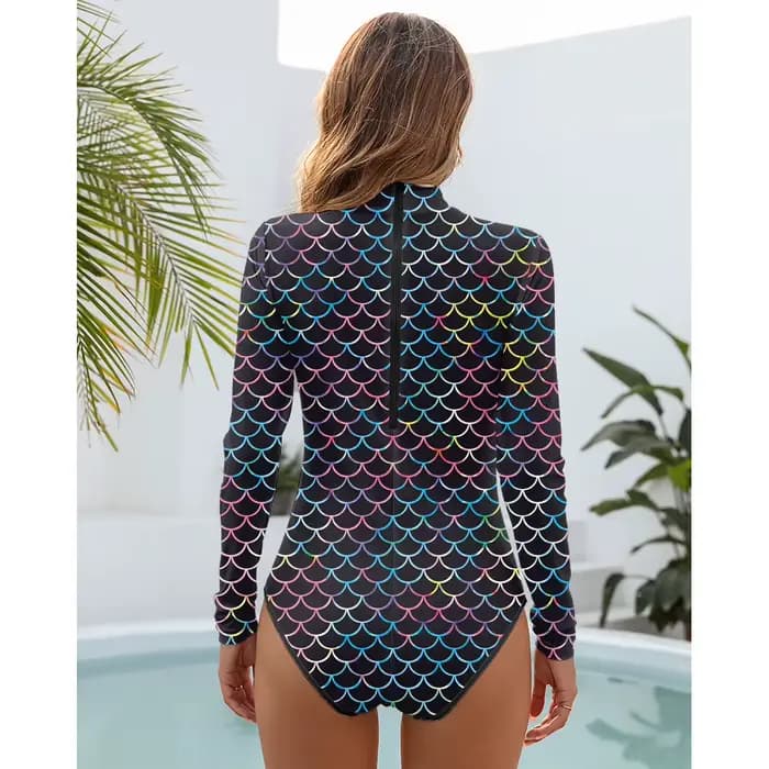 NADANBAO été sirène Sexy imprimé une pièce maillot de bain maillots de bain femmes plage manches longues maillot de bain surf Biquini