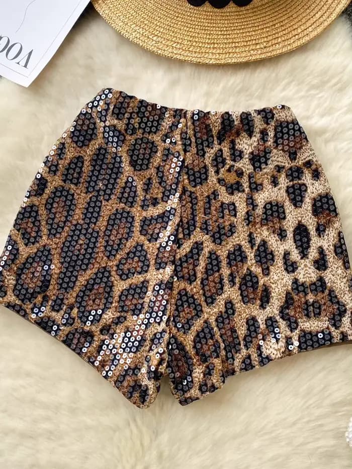 Foamlin – short imprimé léopard à paillettes