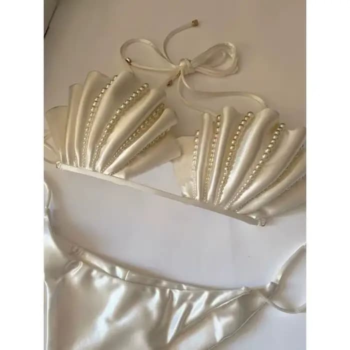 Maillot de bain sexy perlé avec jupe pour femme
