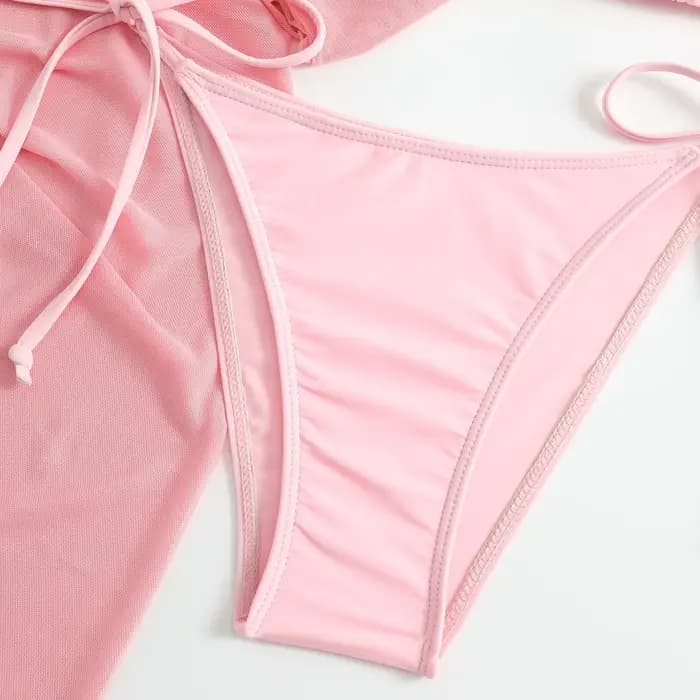 Ensemble de bikinis micro mini roses pour femmes