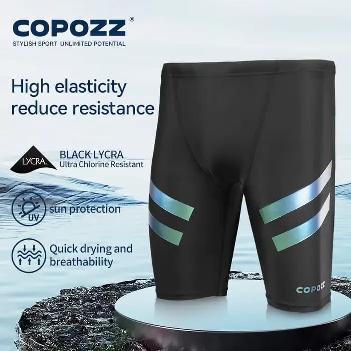 COPOZZ hommes peau de requin hydrofuge maillot de bain de longueur courte et cinq-quarts maillot de bain maillots de bain slips de course L-4XL