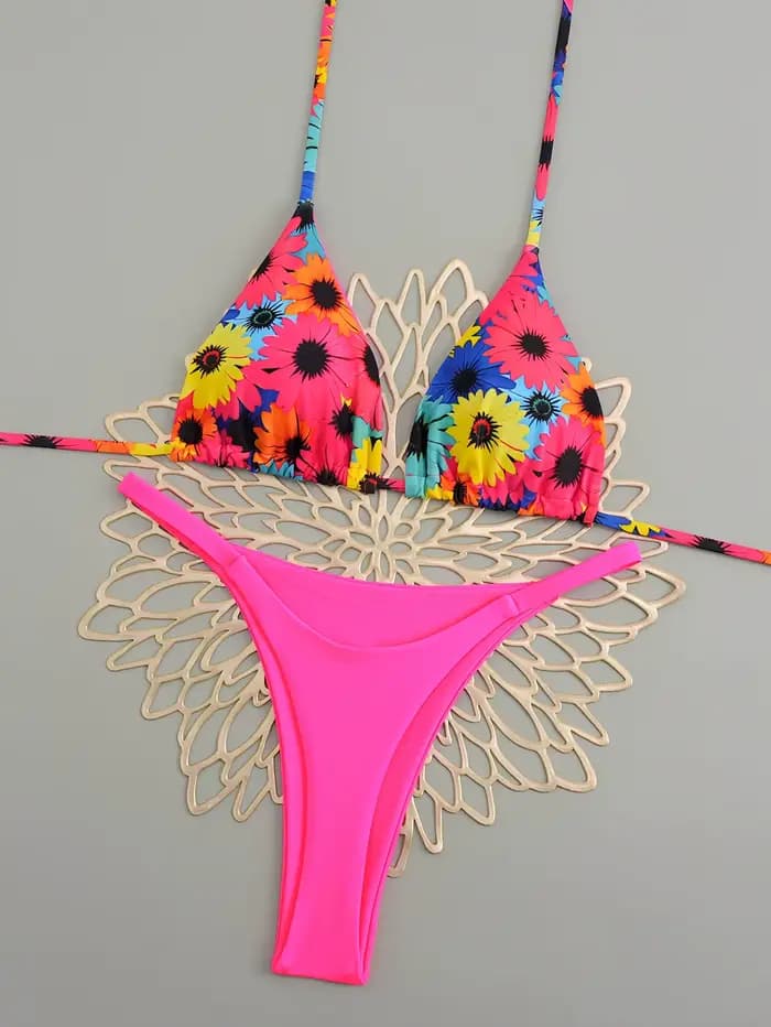 Maillot de bain Trikini imprimé string 2026 rembourré pour femme, maillot de bain brésilien sexy, tenue de bain féminine