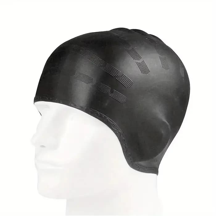 DIZETION Bonnet de bain en silicone durable avec poches d'oreille pour adultes et adolescents - Protege les cheveux longs et fournit une haute élasticité