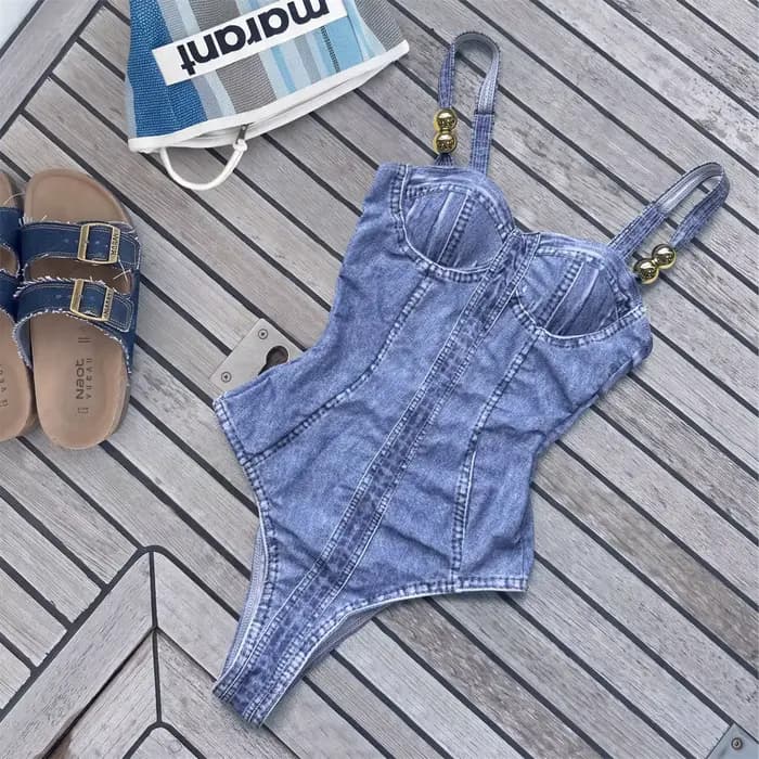 Maillot de bain à bretelles pour femmes, imprimé rétro, col en V, taille haute, bikini, body, vêtements de plage, 2026