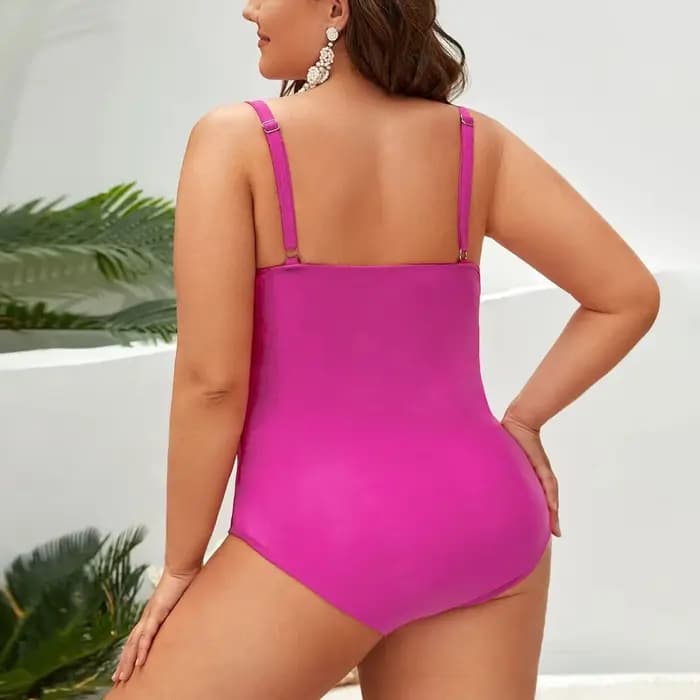 Grande taille femmes Bikinis couleur unie froncé détail à armatures amovible rembourré bonnets maillots de bain pour