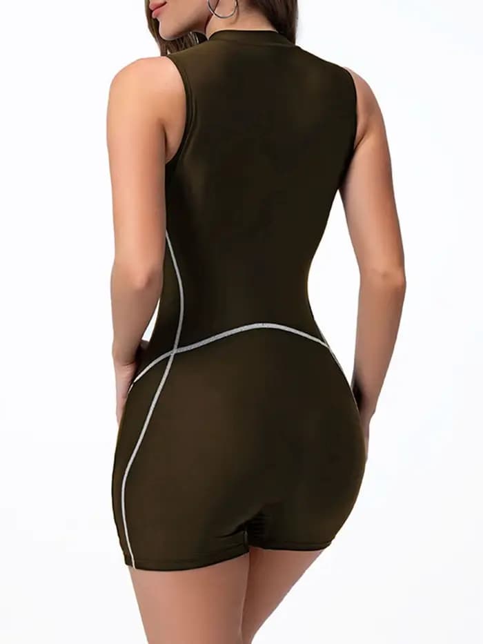 Maillot de bain une pièce sans manches 2026 pour femme avec fermeture éclair