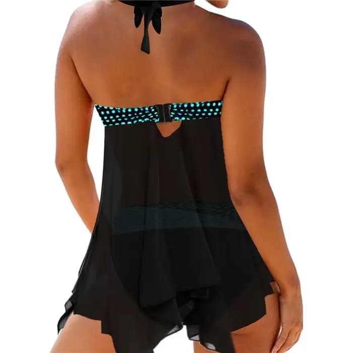 S-3XL grande taille femmes deux pièces maillot de bain col en v sans manches couleur variée hauts lac bleu vert Orange
