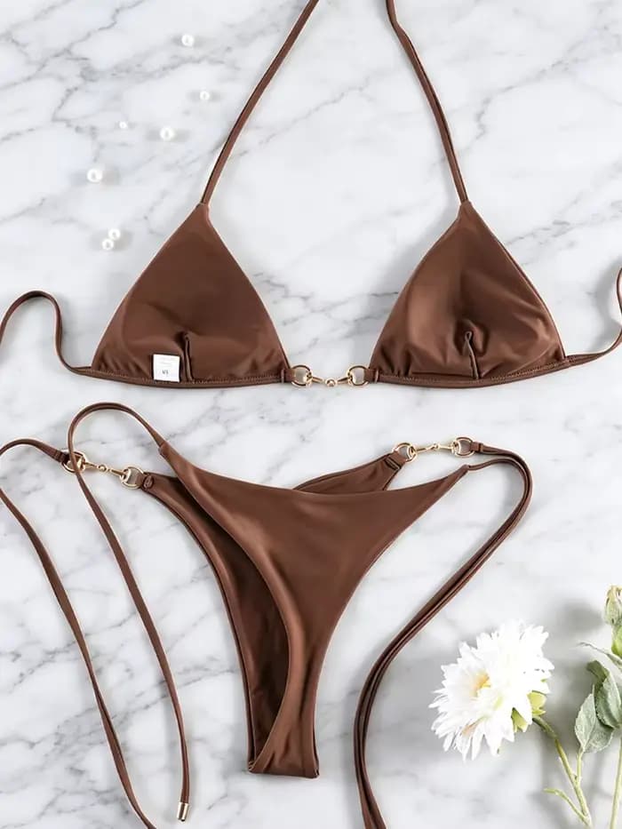 Maillot de bain bikini halter Rinabe à coupe haute, bikinis triangle, maillots de bain string, maillots de bain sexy, maillot de bain d'été, tenue de plage deux pièces